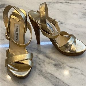 Jimmy Choo Gold Sandals Size 37
